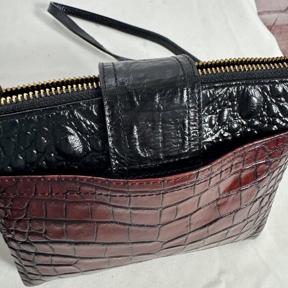 Brahmin Mojito Bag, redish brown and black croc gator embossed. - Picture 4 of 11